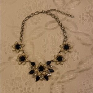 J. Crew Gold and Black Floral Necklace